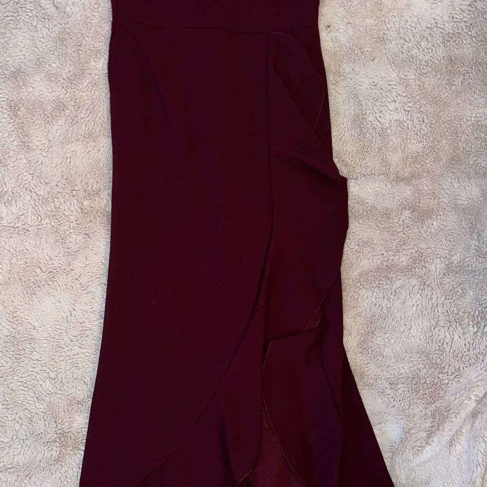 WOOSEA Sz M Wine Split Bodycon Mermaid Formal Event Prom Evening dress - Picture 5 of 13